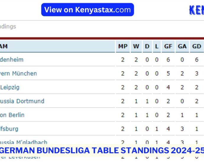 German Bundesliga Table Standings 2024-25